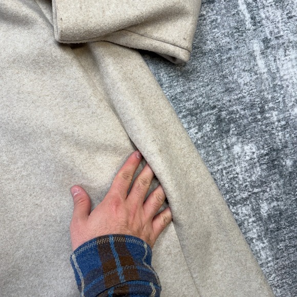 Zara Coat Womens Medium Beige Open Front Notch Lapel Collar Neutral Minimalist - Picture 10 of 15